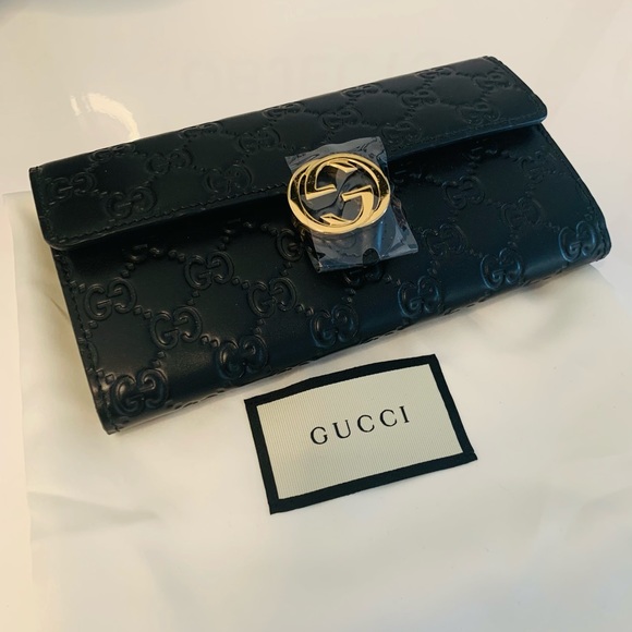 *SOLD* Gucci monogram black leather gg wallet - Picture 1 of 8